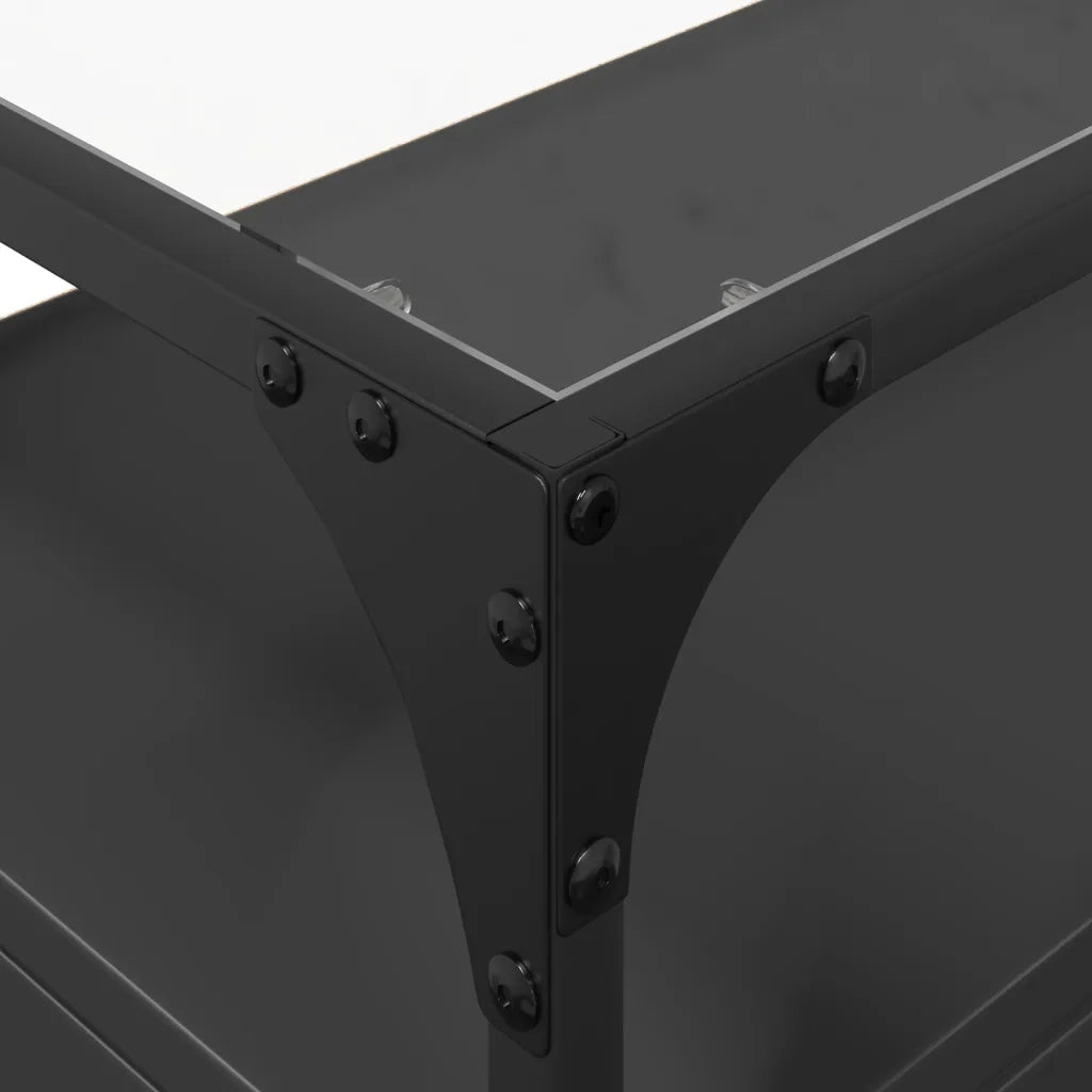 Mobile TV | Armadietto TV | Mobile Porta TV con Piano in Vetro Nero 98x35x51 cm Legno Multistrato
