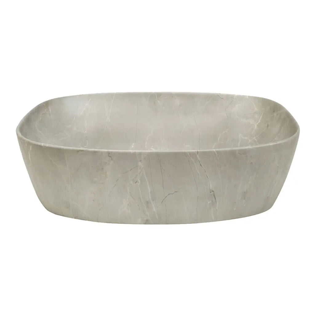 Lavabo da appoggio rettangolare 50,5x38,5 cm beige effetto pietra minerale
