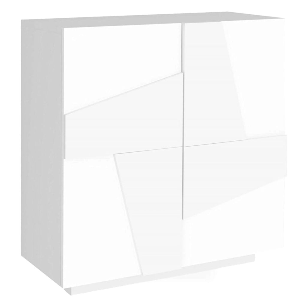 Mobile Portascarpe Apetta, Scarpiera 16 Paia Made in Italy, 81x38x86h cm Bianco Lucido