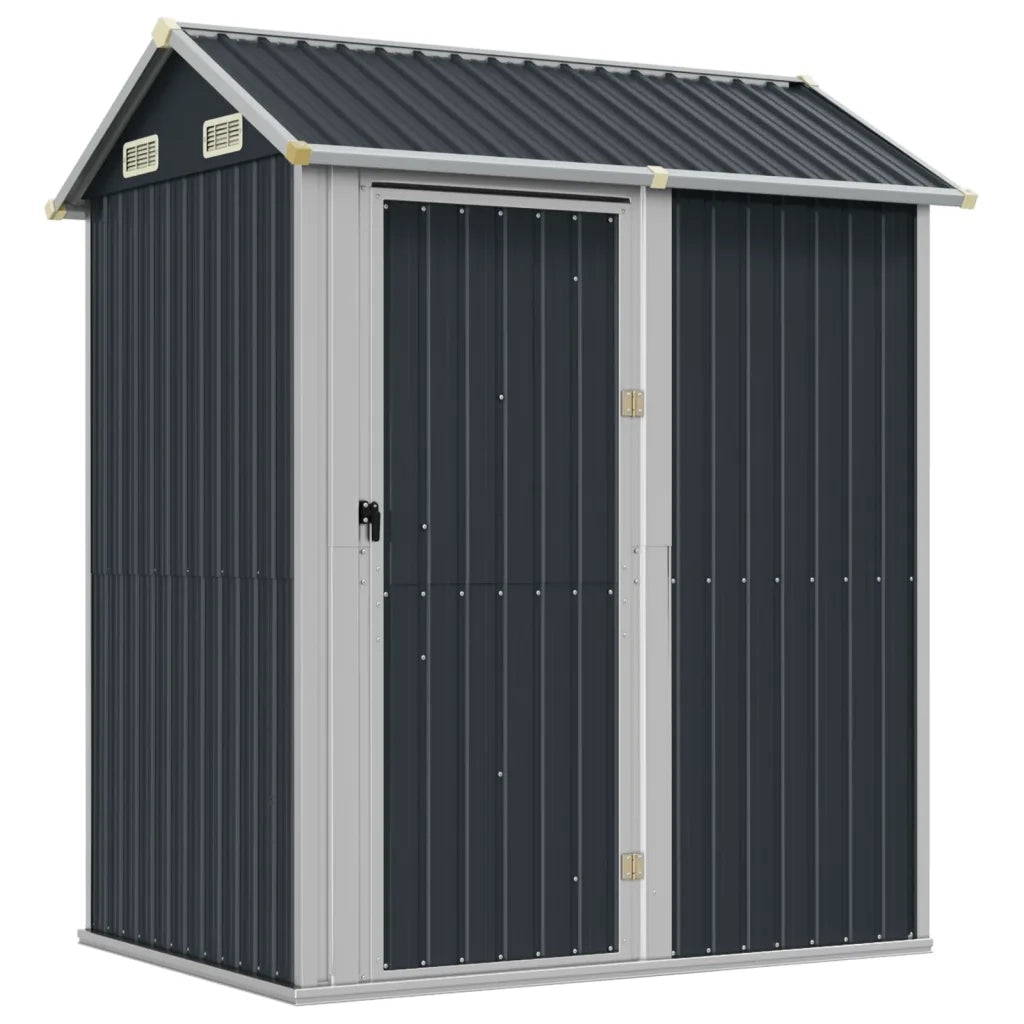 Casetta da giardino antracite 192x152,5x237 cm in acciaio zincato 364531