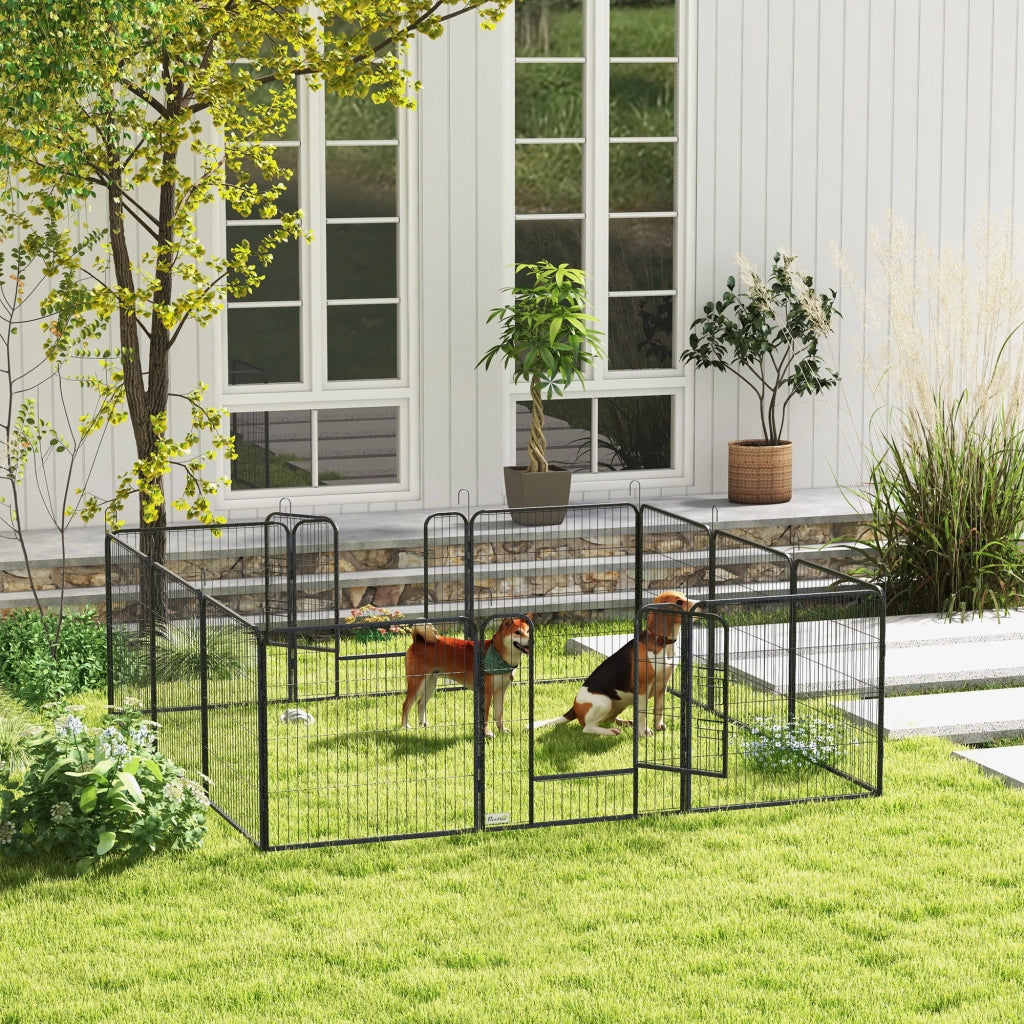 Recinto per cani ¨C zephmum ¨C 12 pannelli 80x80 cm 2 porte grigio