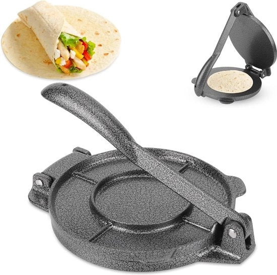Fornello per Roti e Tortillas 16,5 cm - Impastatrice con Manico Ripiegabile - Tortilla Press per Cucina Casa