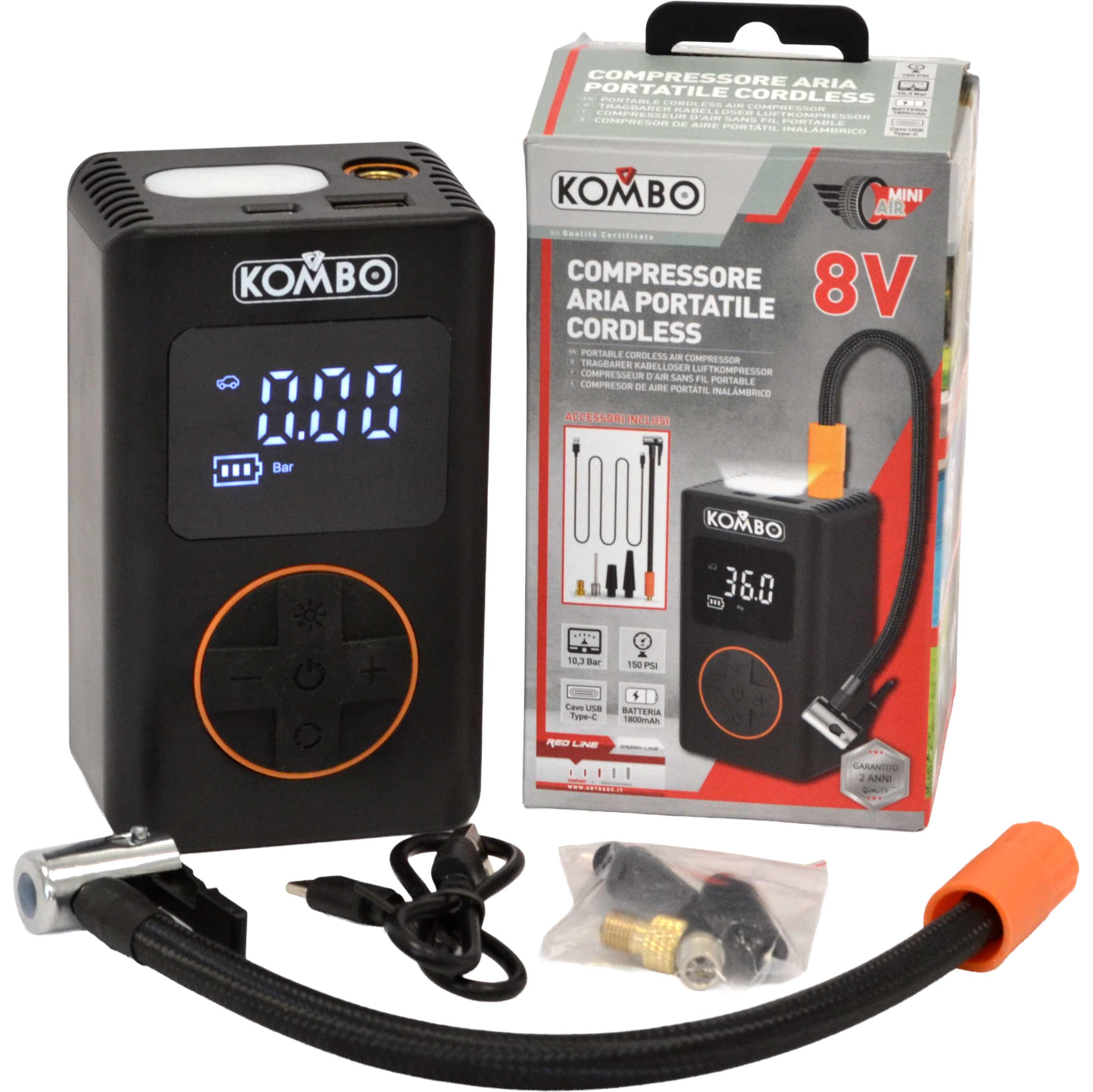 Compressore aria portatile cordless 8v