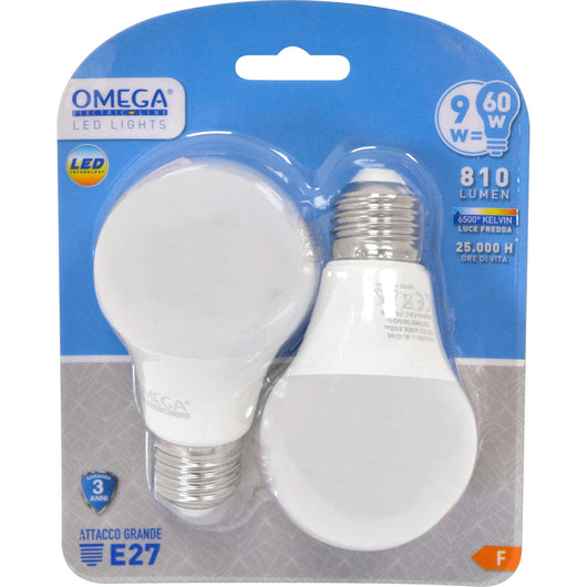 Set 2 Pezzi goccia LED A60 9W 810LM 6500K E27 F