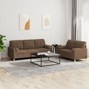 Set di Divani 2 pz con Cuscini Marrone in Tessuto 3201325