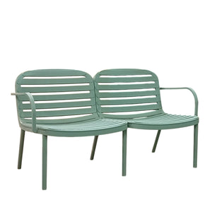 SET SALOTTO EROS IN RESINA VERDE SALVIA CON DIVANO 2 POSTI, 2 POLTRONE E 2 TAVOLI BASSI