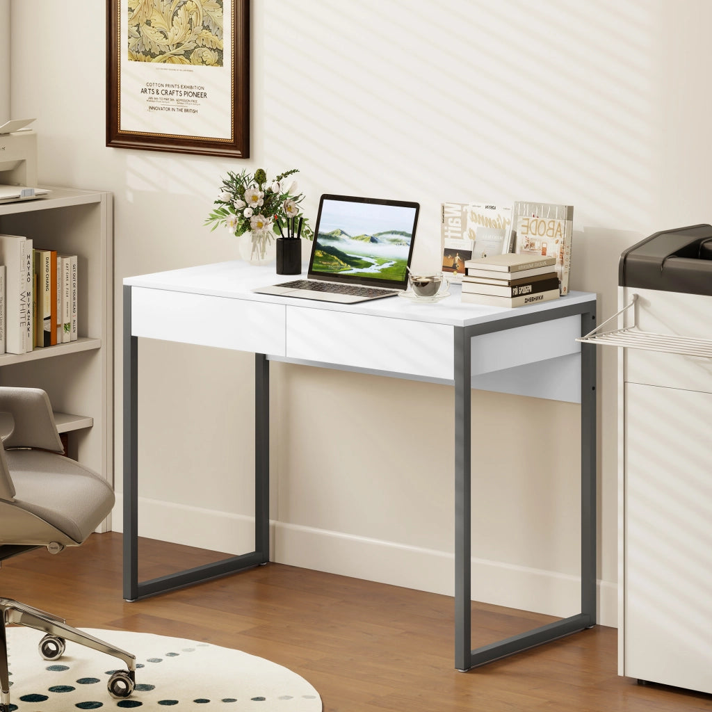 Scrivania con 2 Cassetti ¨C Zephmum ¨C Bianco 100x50x75 cm