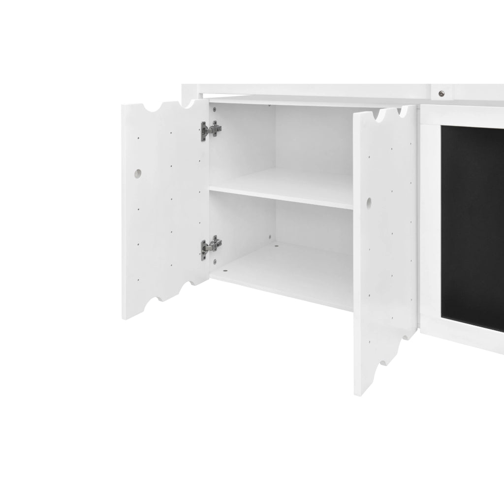 DESMIU Letto a castello per bambini 90 × 200 cm 1 posto con armadio, lavagna e scala, senza materasso, bianco