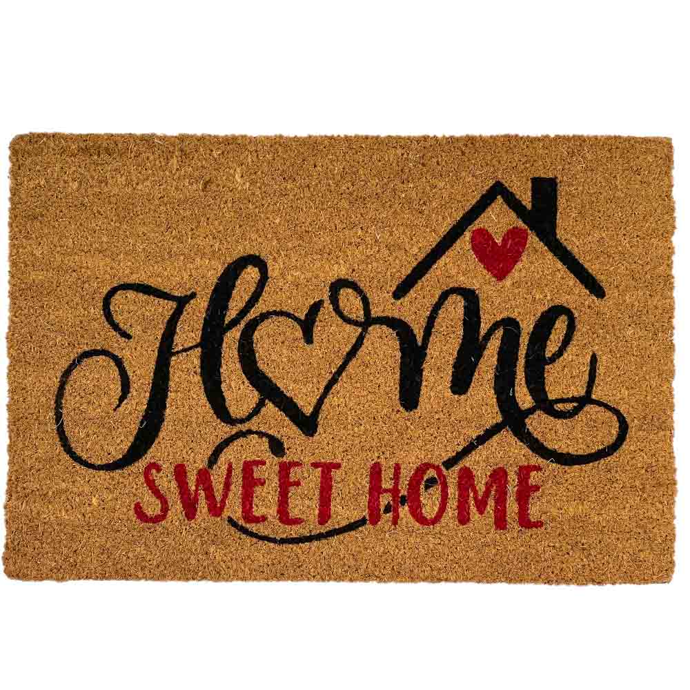 Zerbino rettangolare in fibra di cocco scritta Sweet Home 45x75 cm per ingresso