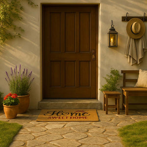 Zerbino rettangolare in fibra di cocco scritta Sweet Home 45x75 cm per ingresso