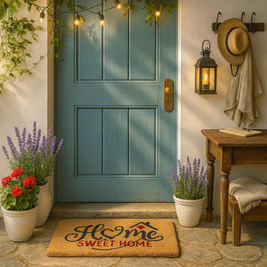 Zerbino rettangolare in fibra di cocco scritta Sweet Home 45x75 cm per ingresso