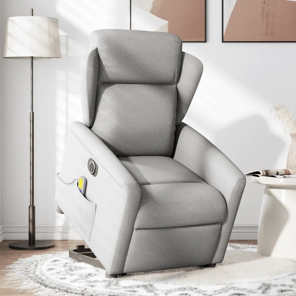 Poltrona Alzapersona Massaggi Elettrica Grigio Nuvola Tessuto 3303173