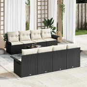 Set Divano da Giardino 9 pcs Nero e Crema polyrattan 3353956