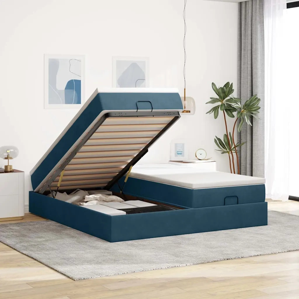 Struttura Letto Pouf con Materassi 200x200 cm Velluto 3311271