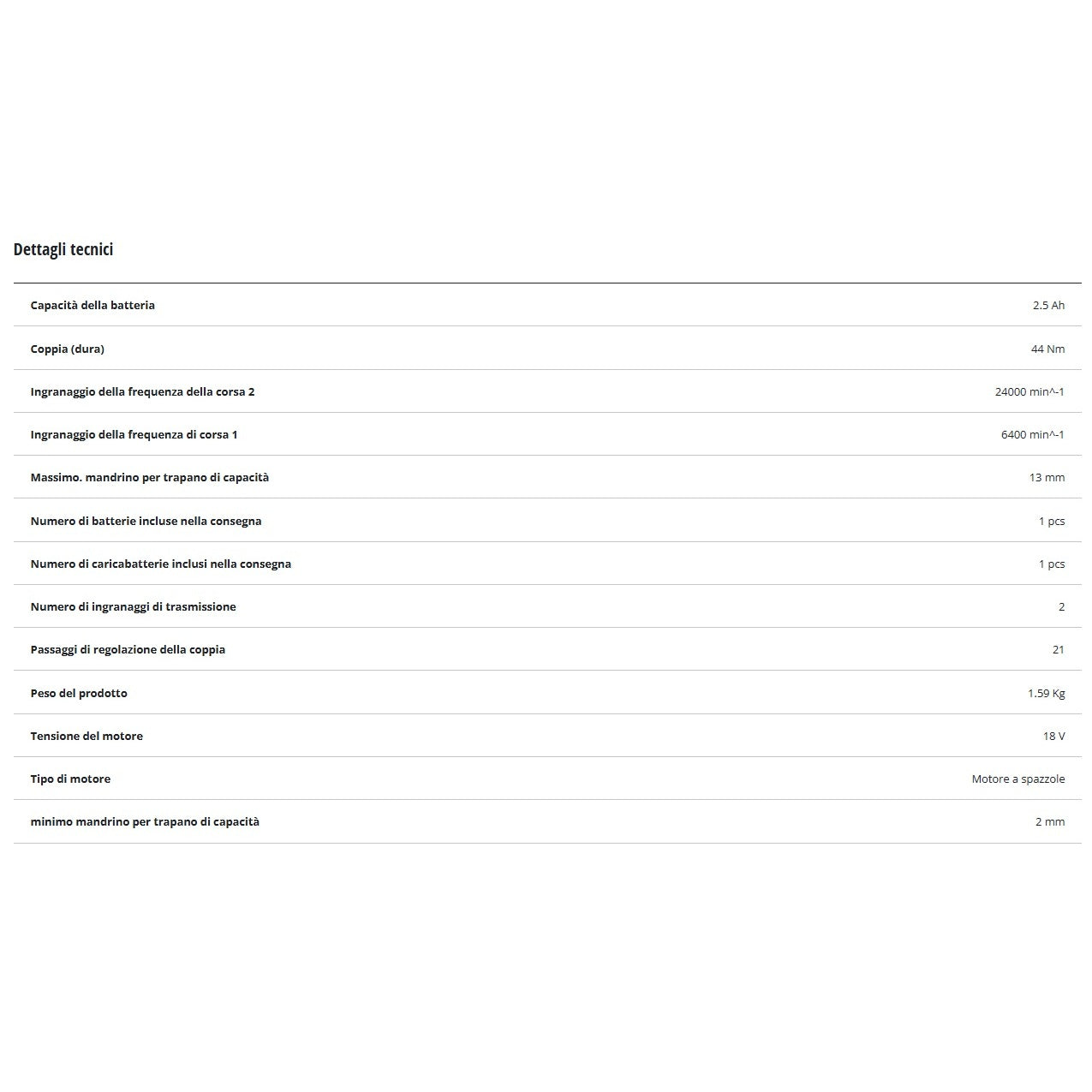 TRAPANO AVVITATORE TE-CD18/44LI-I 2AH.