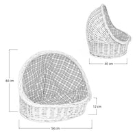Cuccia lettiera in vimini con cuscino cesta lettino per animali 54x40x44 medium