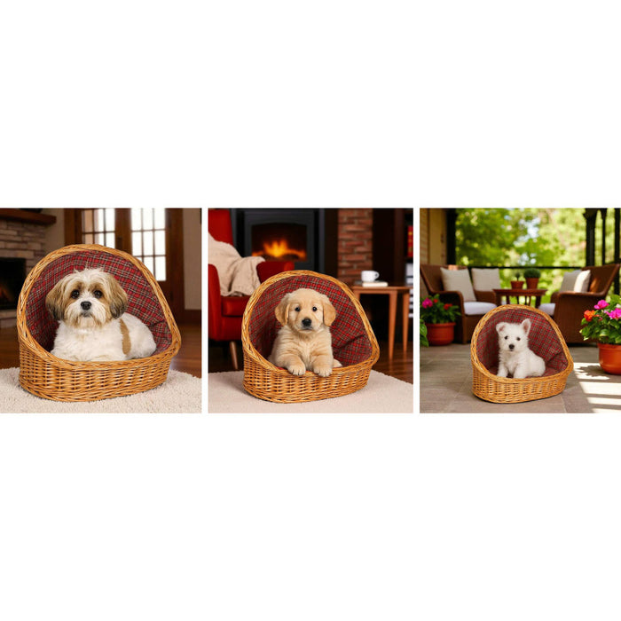 Cuccia lettiera in vimini con cuscino cesta lettino per animali 54x40x44 medium