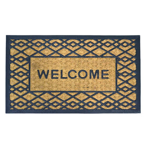 Zerbino rettangolare Welcome in fibra di cocco e gomma fantasia rombi 45x75 cm