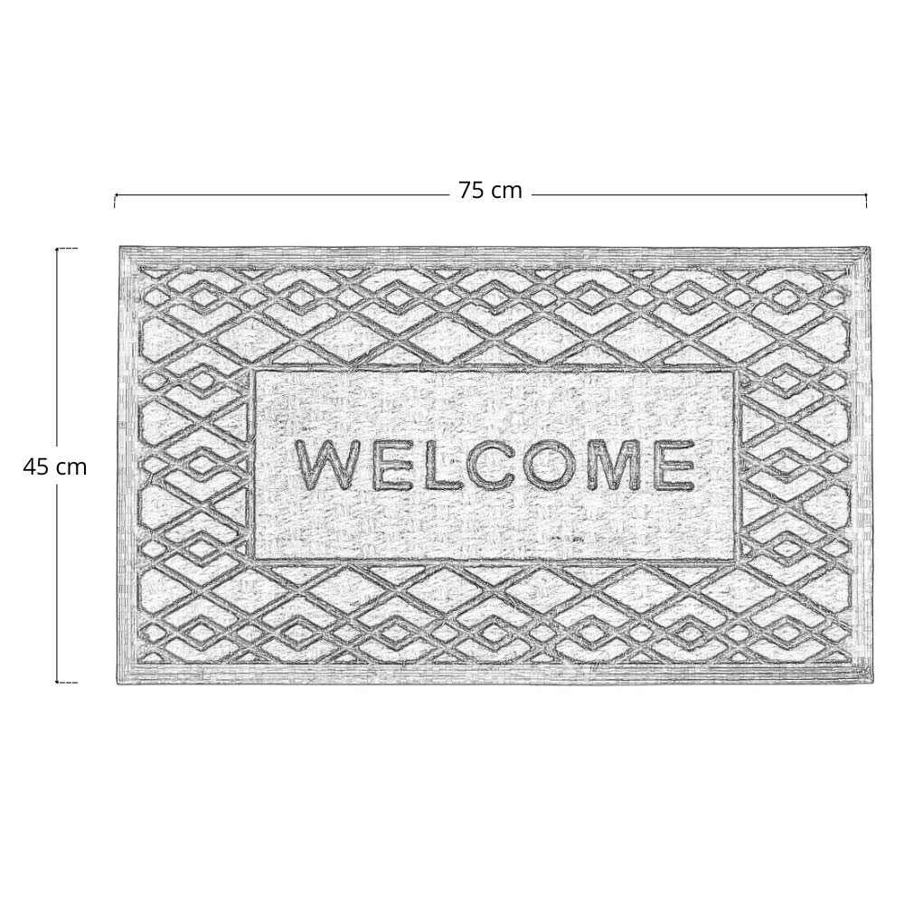 Zerbino rettangolare Welcome in fibra di cocco e gomma fantasia rombi 45x75 cm