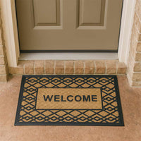 Zerbino rettangolare Welcome in fibra di cocco e gomma fantasia rombi 45x75 cm