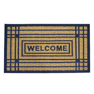 Zerbino rettangolare Welcome in fibra di cocco e gomma fantasia righe 45x75 cm