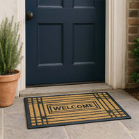 Zerbino rettangolare Welcome in fibra di cocco e gomma fantasia righe 45x75 cm
