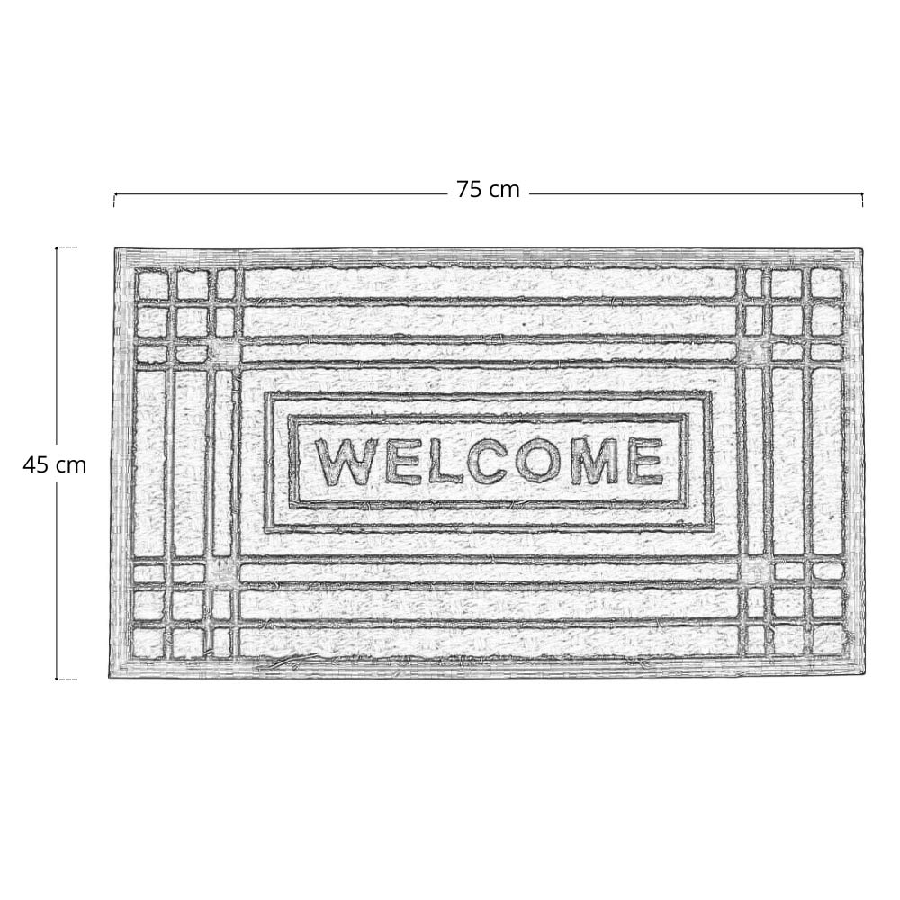 Zerbino rettangolare Welcome in fibra di cocco e gomma fantasia righe 45x75 cm