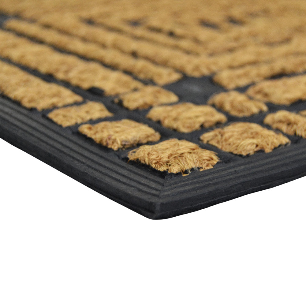 Zerbino rettangolare Welcome in fibra di cocco e gomma fantasia righe 45x75 cm