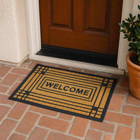 Zerbino rettangolare Welcome in fibra di cocco e gomma fantasia righe 45x75 cm