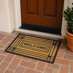 Zerbino rettangolare Welcome in fibra di cocco e gomma fantasia righe 45x75 cm