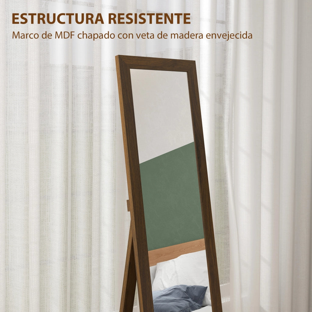 Specchio a Pieno Corpo 157x37 cm ¨C zephmum ¨C MDF Legno di Noce