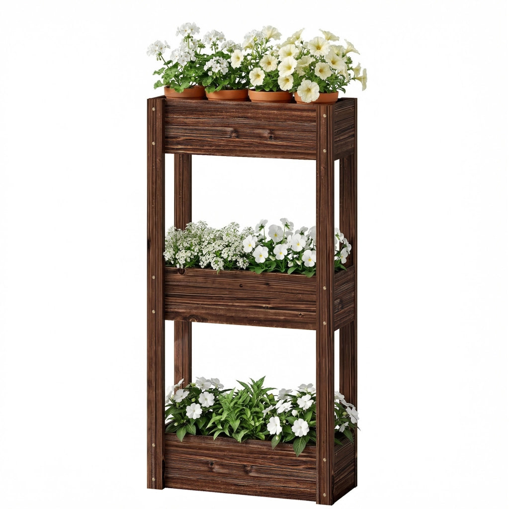 Fioriera da Giardino 3 Livelli ¨C zephmum ¨C 60x25x120 cm Marrone