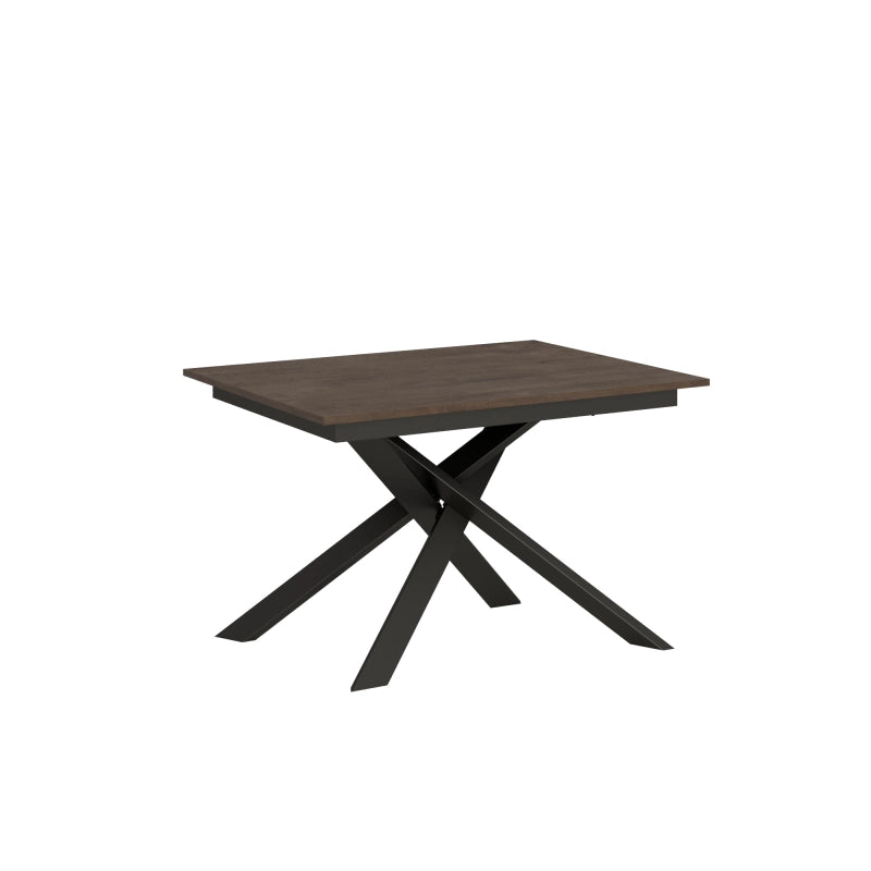 Tavolo allungabile 90x120/180 cm Ganty - bordo in tinta telaio Antracite - Noce