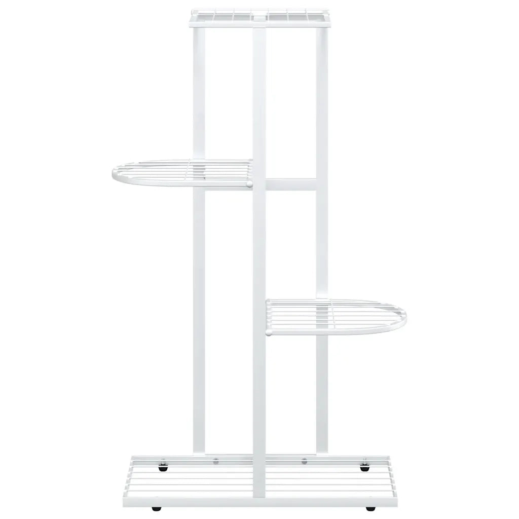 Piedistallo per Piante a 4 Piani 43x22x76 cm in Metallo Bianco 336109