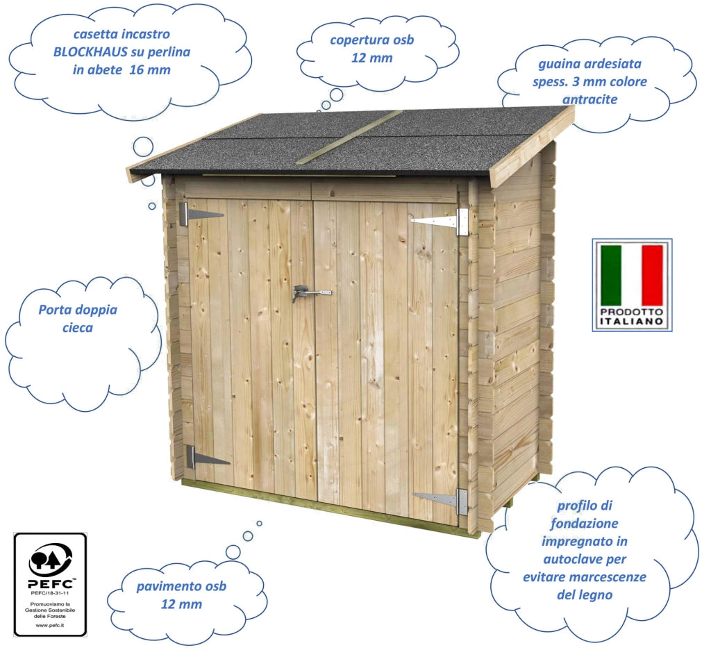 Casetta Box da Giardino per Attrezzi 155x85 cm con Porta Doppia Cieca in Legno Castagno