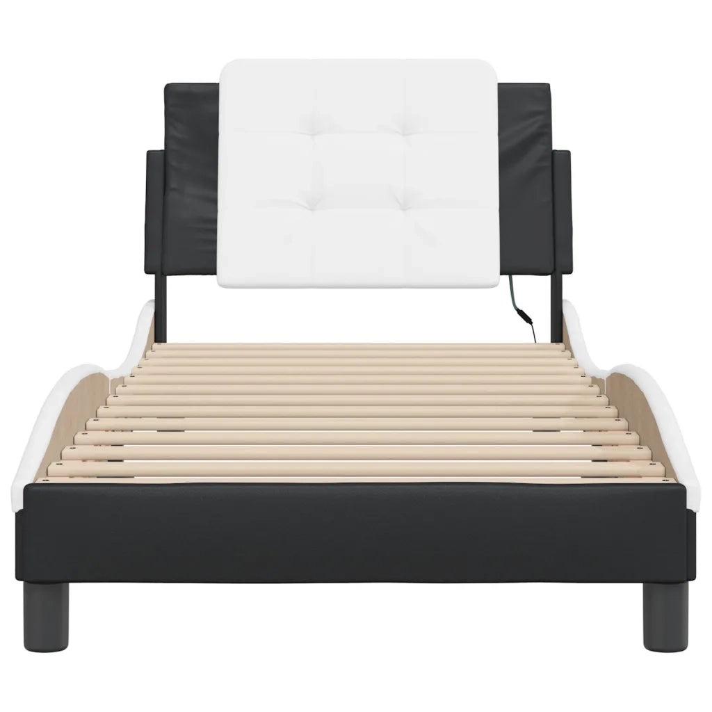 Giroletto con LED senza Materasso-Struttura Letto con LED Zadar Nero e Bianco 90x190 cm