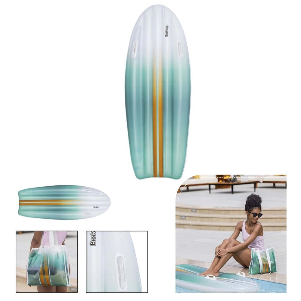 Trade Shop - Set 2in1 Materassino Gonfiabile Forma Tavola Da Surf Con Borsa Abbinata Da Spiaggia 42072 -