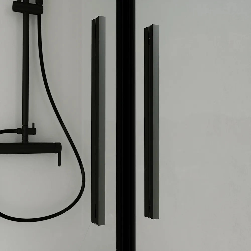 Porta doccia 70cm apertura saloon con profili nero opaco e vetro da 6mm trasparente h195 | Elba