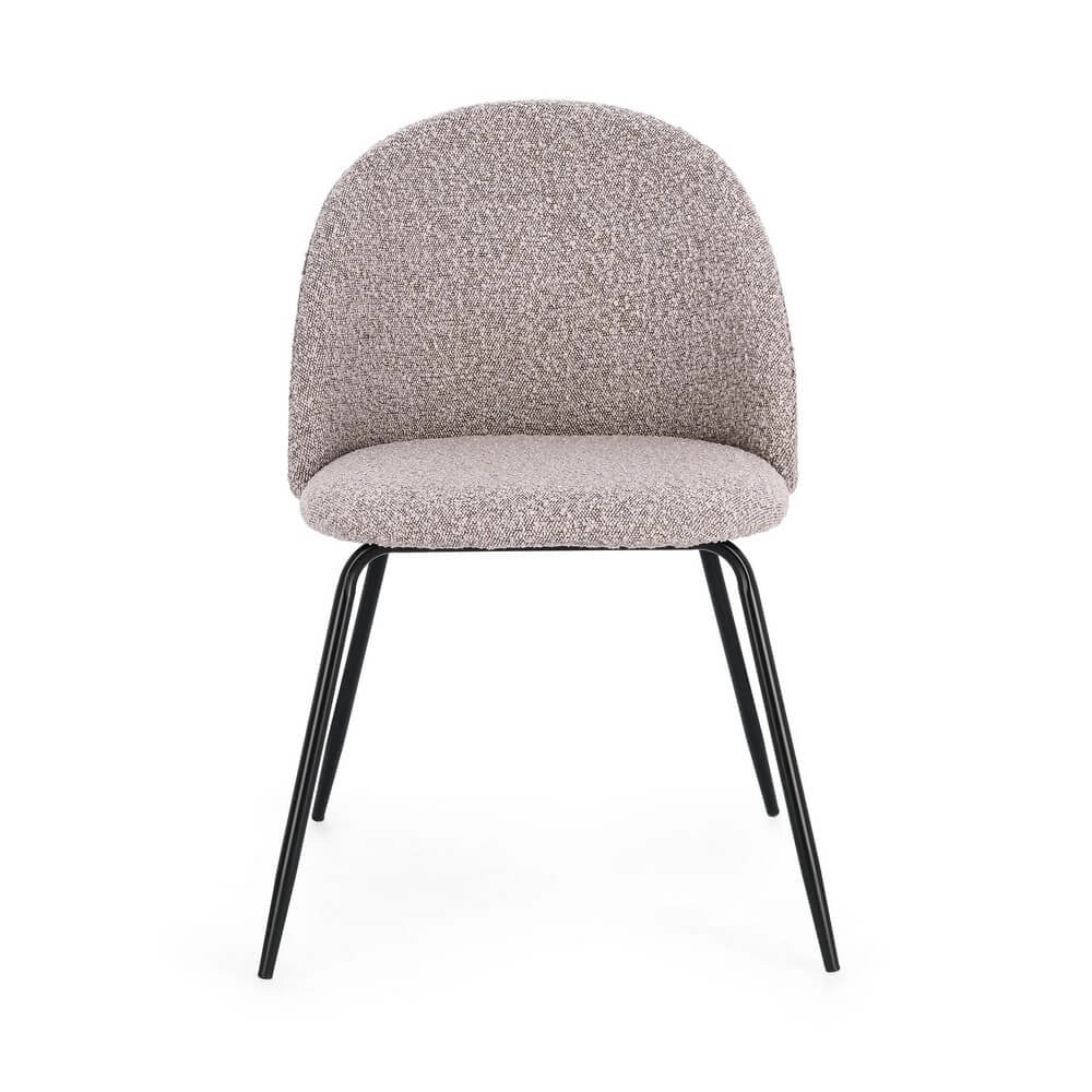 Set di 4 Sedie Imbottite in Tessuto Bouclé con Gambe in Acciaio Nero - GABRI