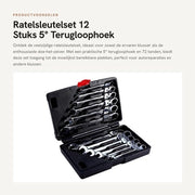 Set di chiavi a stella 12 pezzi - 8-19 mm - 72 denti - 5° di ritorno - cappuccio in plastica - finitura cromo-vanadio - set di chiavi a stella
