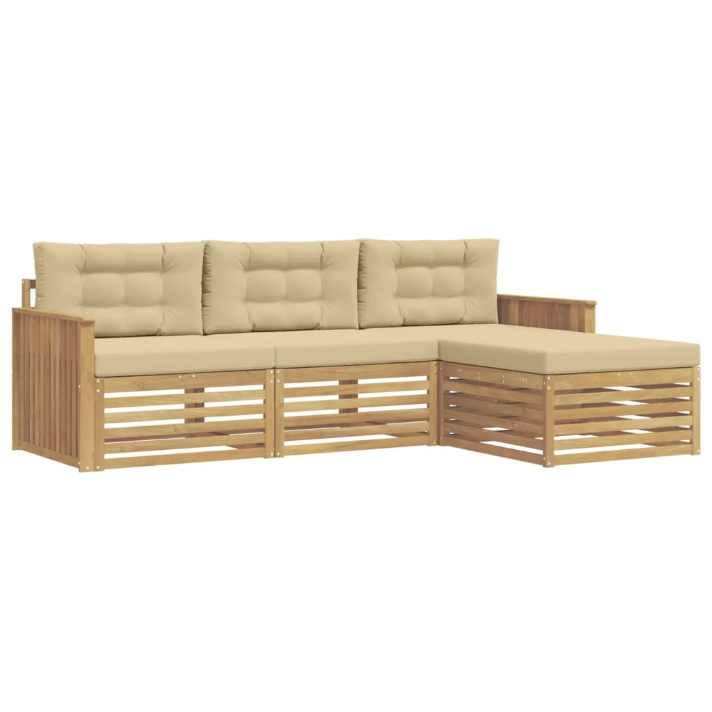 Set di divani da esterno 4 pcs Bianco e Beige 3390283