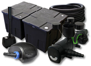 Set Filtro laghetto 60000l Chiarificatore 72W Pompa ECO 40W Tubo 25m Skimmer Fontana