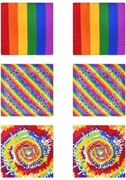 Tulband 6 pezzi - Colori arcobaleno - Cintura - Sciarpa - Maschera per collo - Accessori per la Pride - Cotone di alta qualità
