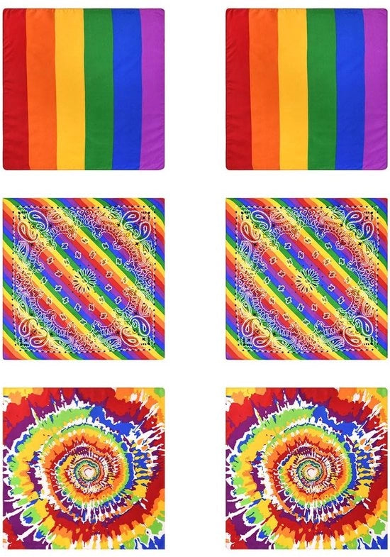 Tulband 6 pezzi - Colori arcobaleno - Cintura - Sciarpa - Maschera per collo - Accessori per la Pride - Cotone di alta qualità