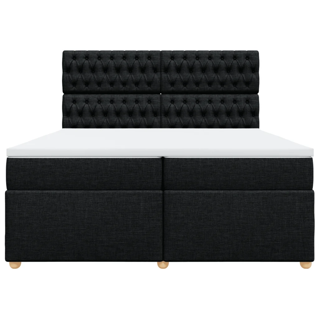 Giroletto a Molle con Materasso Nero 200x200 cm in Tessuto