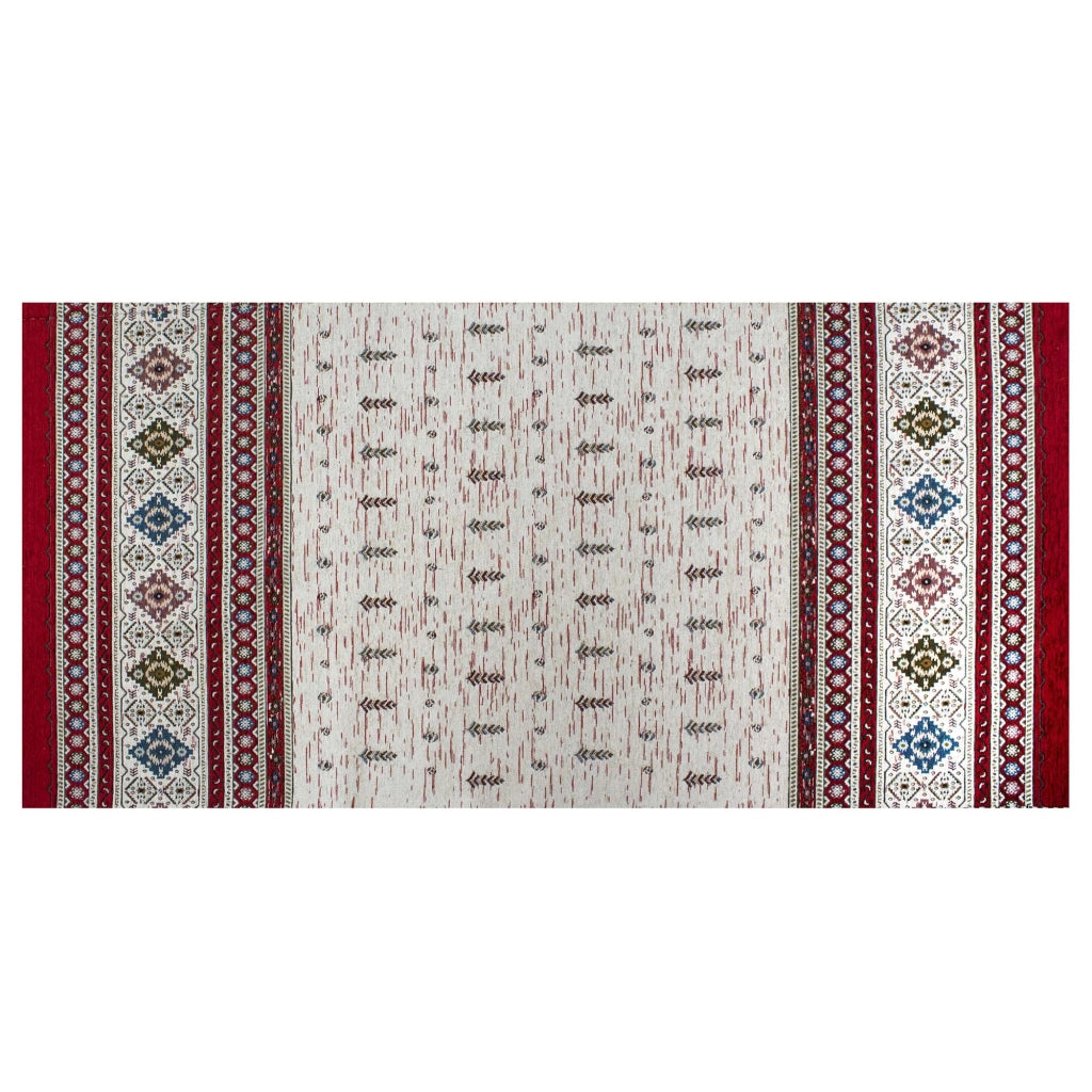 Tappeto Arredo Moderno Morbido in Ciniglia Ingresso Antiscivolo Prodotto Italiano  Soggiorno Camera Salotto Disegni Piazzati Cotone Varie Misure Grande Loom/Rosso - 65x175 cm