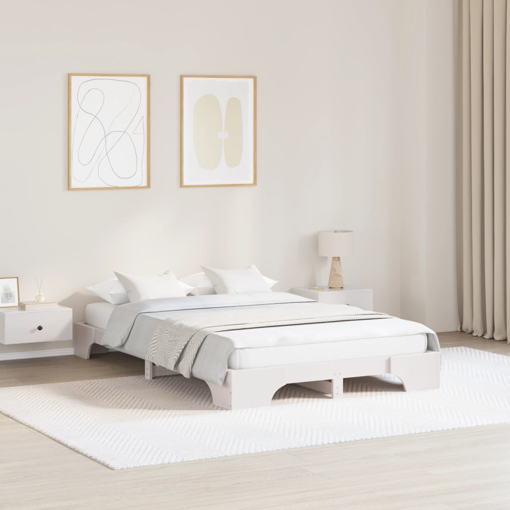 Struttura Letto Bianco Legno Massello 120 x 200 cm Rettangolare