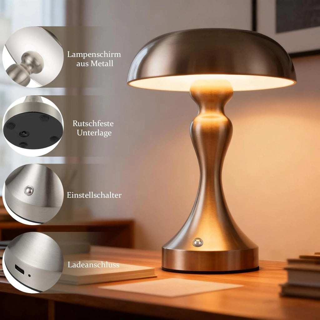 ZMH Lampada da tavolo LED wireless touch dimmerabile retrò vintage per comodino camera letto