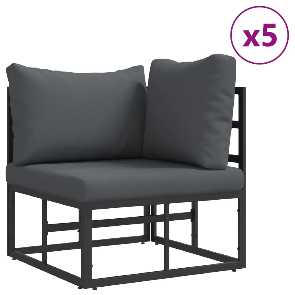 Set Divano da Giardino con cuscino 10 pcs Nero Alluminio