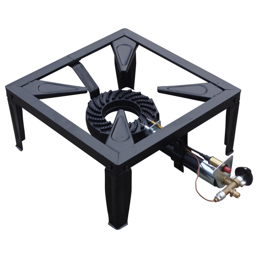 Fornellone a Gas GPL 40x40 cm, 4 Piedi 7,5 kW con Piezo e Termocoppia, Bruciatore Ø170 mm